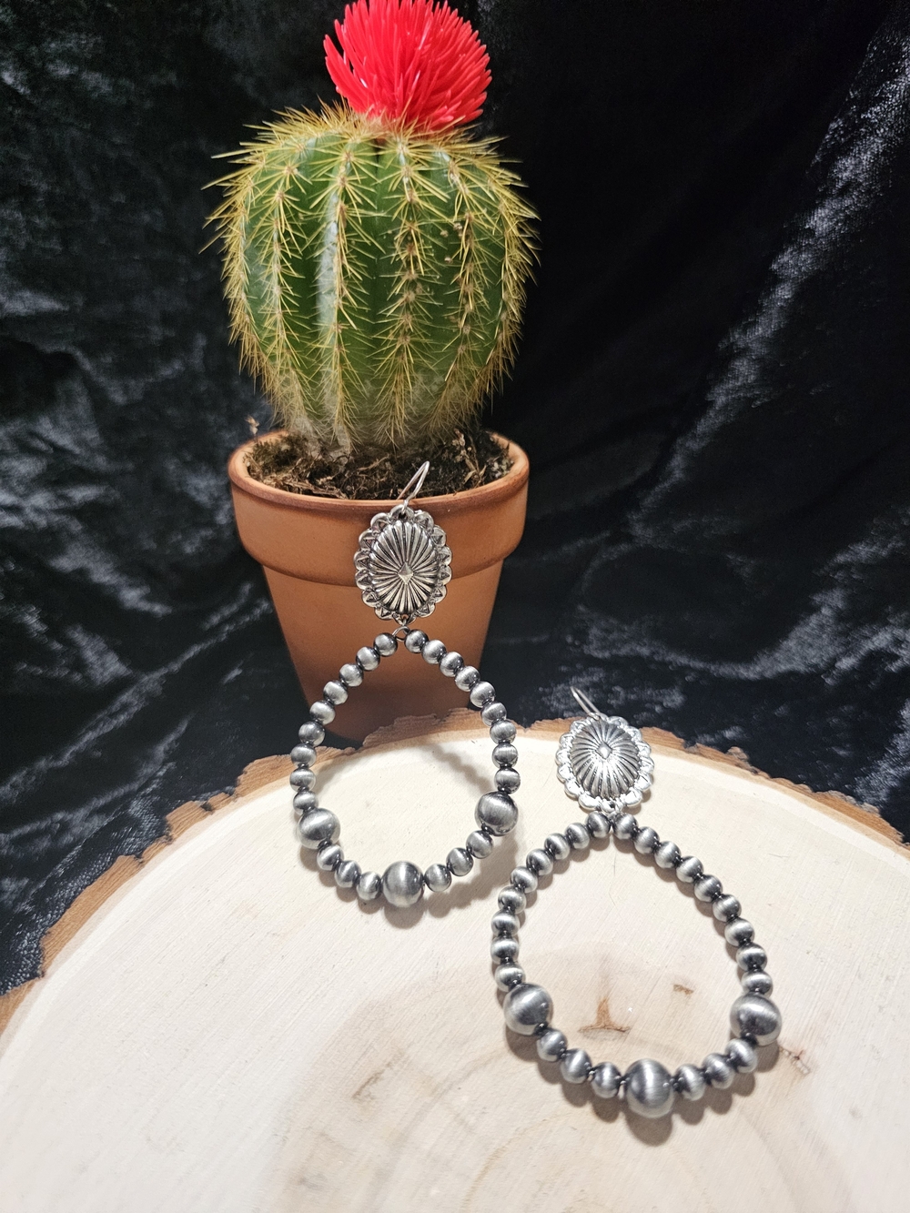 Sterling Silver Beaded Teardrop Earrings - Silver